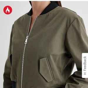 Olive green black trim bomber jacket